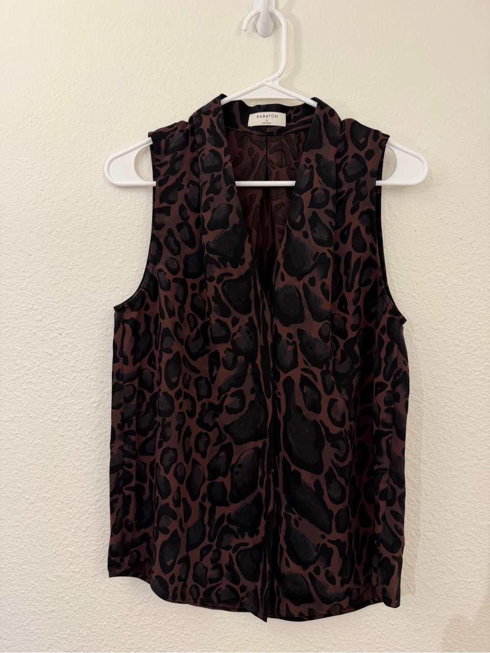 Babaton Sleeveless Leopard Print Blouse - Brown/Black size S